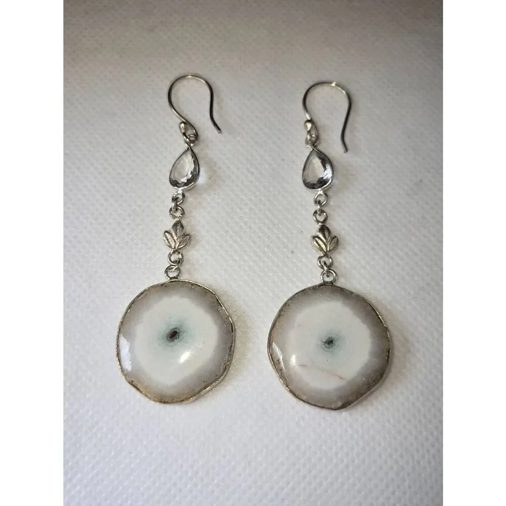 Solar Quartz Silver Handmade Drop Earrings